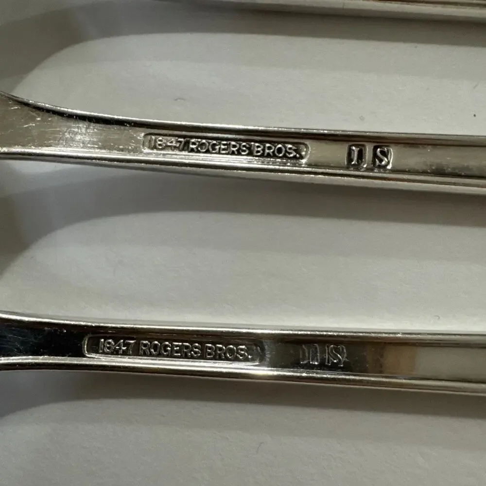 7 Vintage Grille Forks - Adoration- 1847 Rogers Bros Silverplate